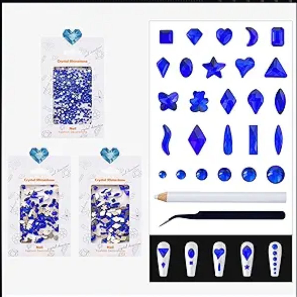 Sapphire Blue Nail Art Rhinestone Kit